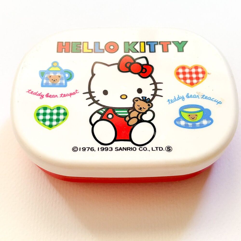 Vintage Hello Kitty Container Food Snacks Red White 1993 Made in Japan Good Cond
